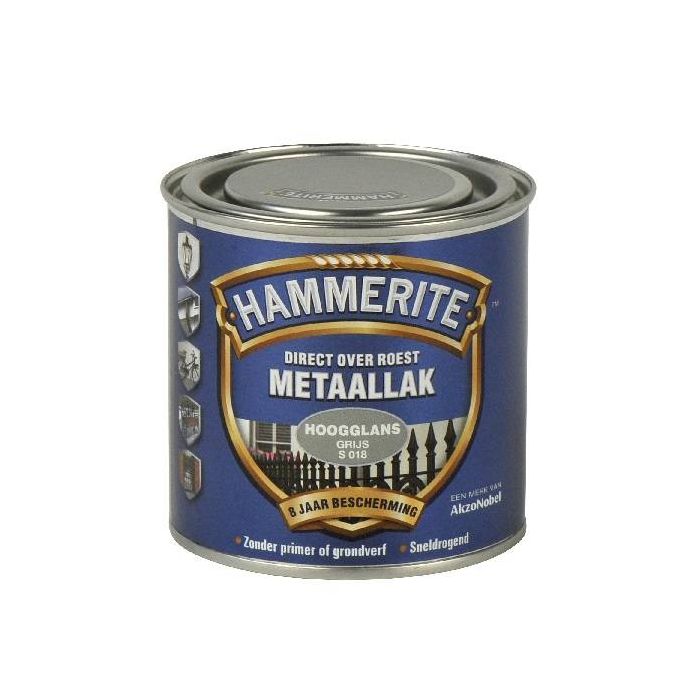 Hammerite Metaallak hoogglans S018 grijs 250ML