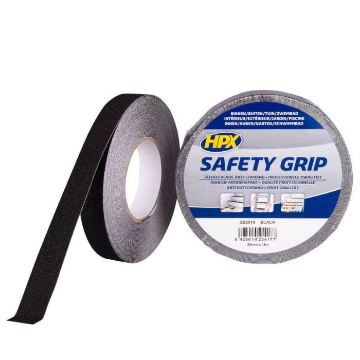 HPX Anti-slip safety grip tape zwart 25 mm x 18 meter SB2518