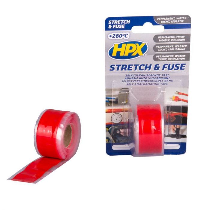 HPX Stretch & Fuse vulkaniserende tape - 25 mm x 3 meter - rood - SO2503