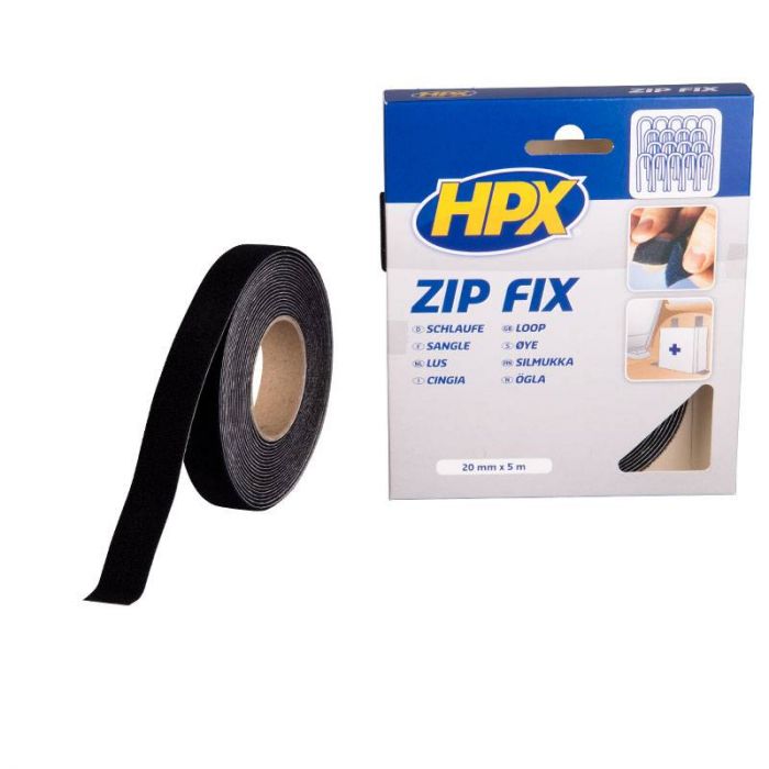 HPX Zip FIx Klittenband (Lus) zwart 20mm x 5 meter Z2005L