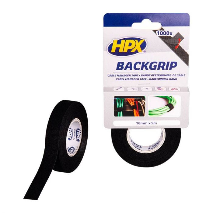 HPX Backgrip - kabelbinderband - 16 mm x 5 m zwart - BG1605