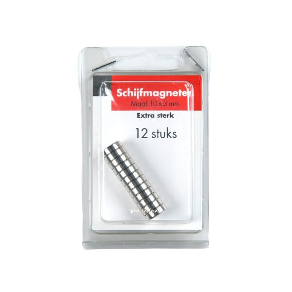 Mac Lean Mini schijfmagneet extra sterk - 10 x 3 mm - 12 stuks - 0414202