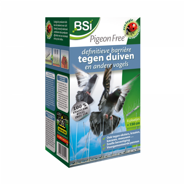 BSI Pigeon free barriere tegen duiven en andere vogels - 6x25 cm - RVS - 25527