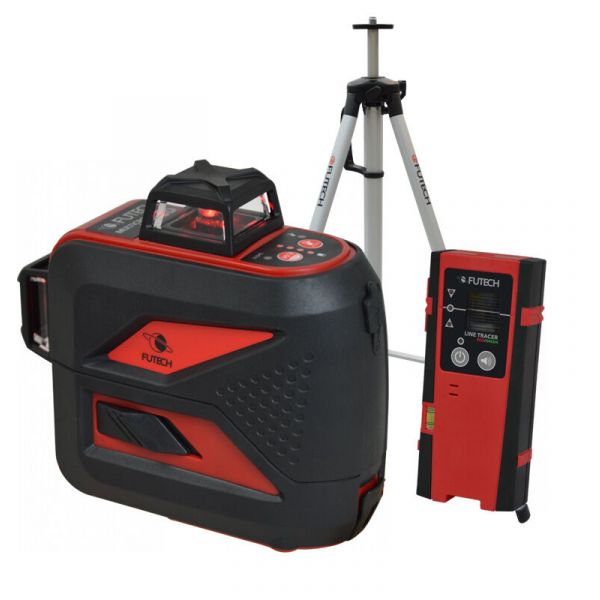 Futech MC3D compact kruislijnlaser met statief & handontvanger - rood - 030.03D-P