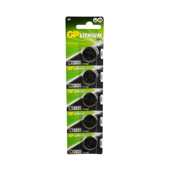 GP Lithium knoopcel batterijen CR2025 - 3 Volt - 5 stuks