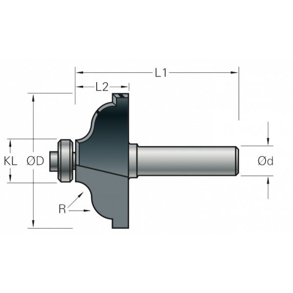 Stehle Hardmetalen Multiprofielfrees met aanlooplager - Ø29 x 45 mm, R=4,0 mm - 50512068