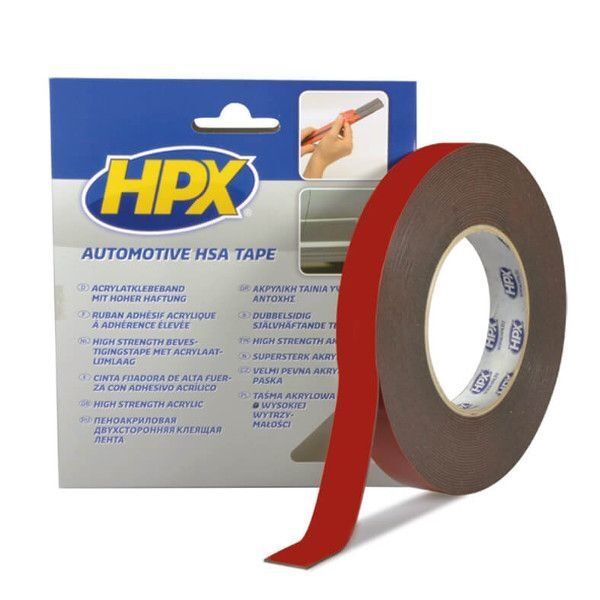 HPX Dubbelzijdige HSA tape - 12mm x 10 meter - antraciet - HSA004