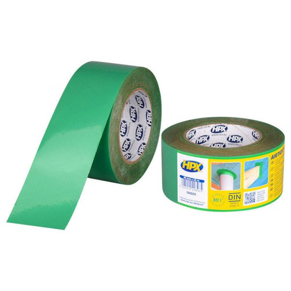 HPX Airtight flex Flexibele PE tape - 60 mm x 25 meter - groen - IS6025