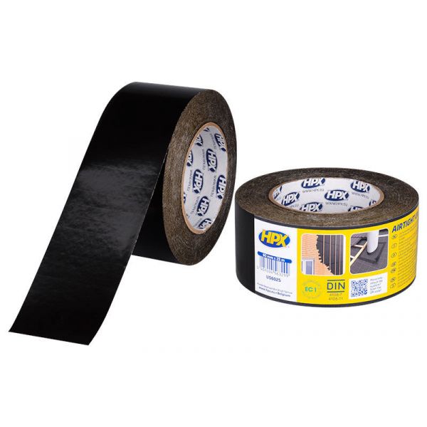 HPX Airtight UV Flexibele PE tape - 60 mm x 25 meter - zwart - US6025