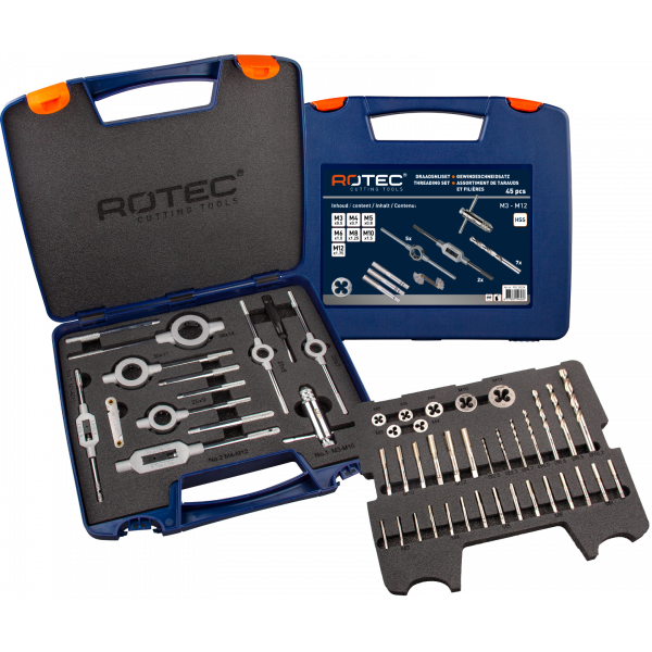 Rotec Handtap- en snijplaatset - 45-delig - metrich - ABS - 900.2020K