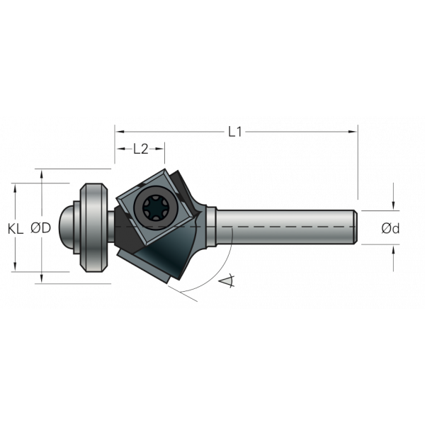 Stehle Keermessen fasefrees met aanlooplager - Ø29 x 55 mm, R=45° - 58530008