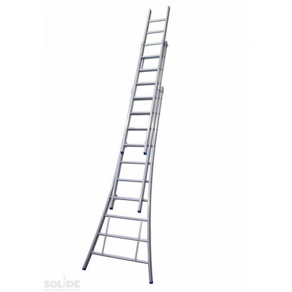 Solide Schuifladder / omvormbare ladder - 3-delig - aluminium