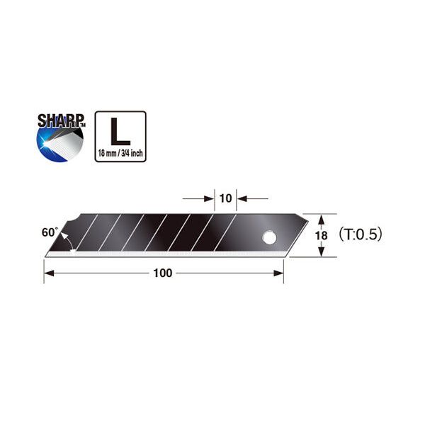 Tajima LCB50RBC/K1 Razar black reserve afbreekmessen - 18 mm - 10 stuks