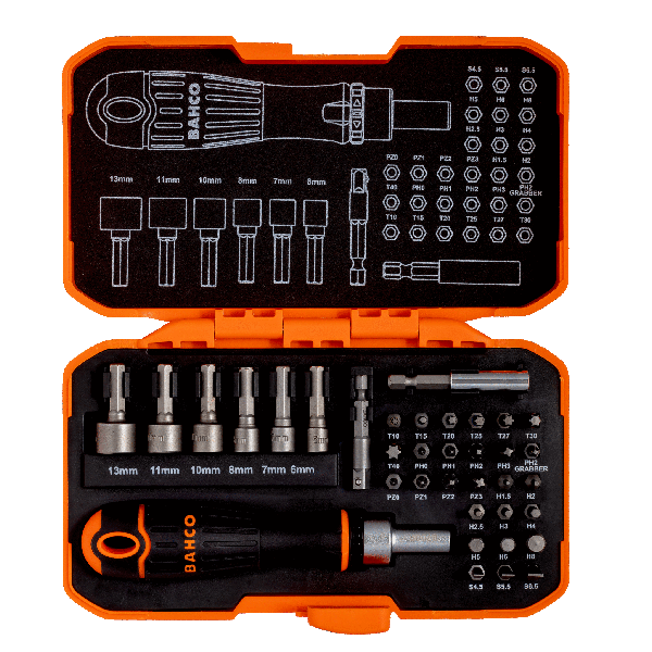 Bahco 59/S36BCR Bitset 1/4" met ratelschroevendraaier - 36-delig