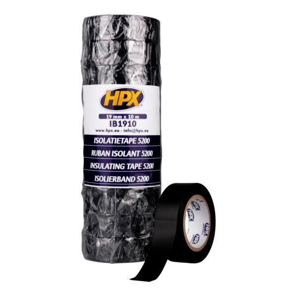 HPX PVC Isolatietape - 19 mm x 10 meter - zwart - IB1910