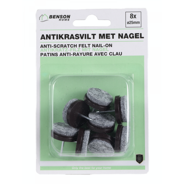 Benson 010185 Antikras vilt met nagel - grijs - 24 mm