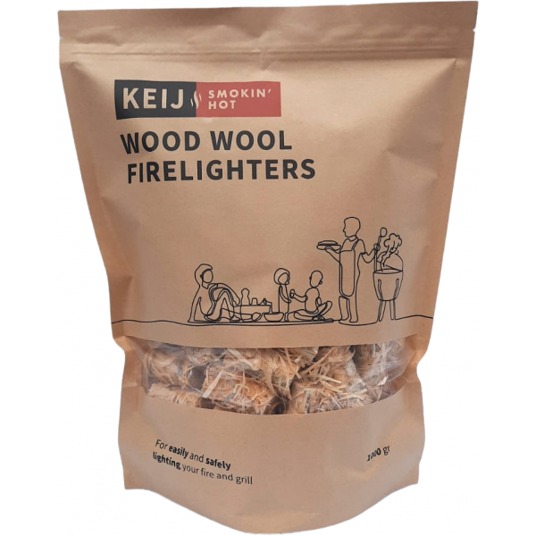  Keij BBQ Aanmaakwokkels - houtwol - 1 kg / ca. 70 stuks