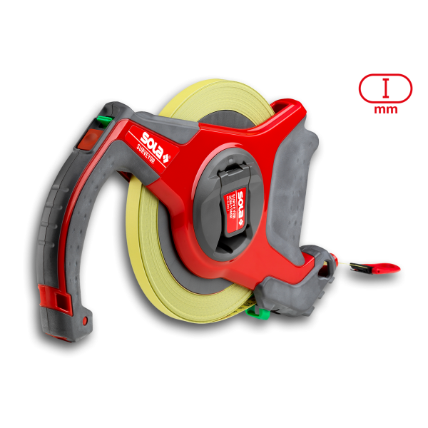 Sola SURVEYOR SC 30 m/B Landmetermaat met stalen band - 30 meter x 13 mm - 50047901