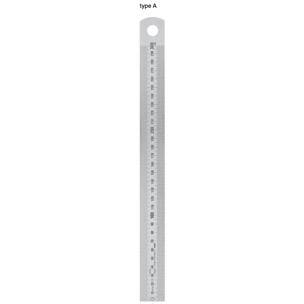 Vogel Liniaal (type A) - 500x30x1.0 mm - mm/mm - RVS - 1018010050