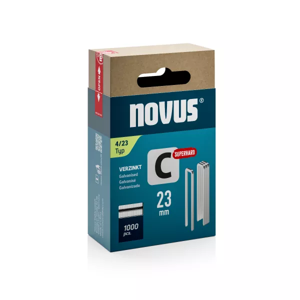 Novus Nieten met smalle rug Superhard - C type 4 - 23 mm - 1000 stuks - 042-0803