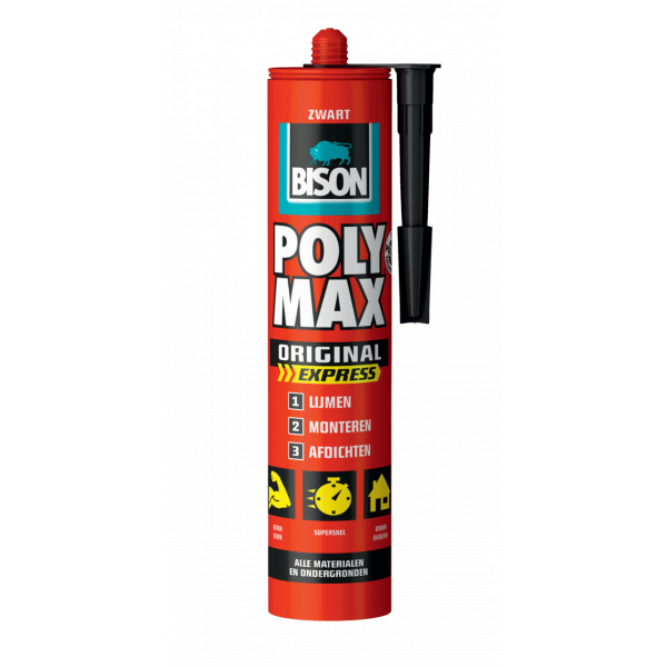 Bison POLY MAX® Express montagekit - zwart - 425 gram - koker - 6309304