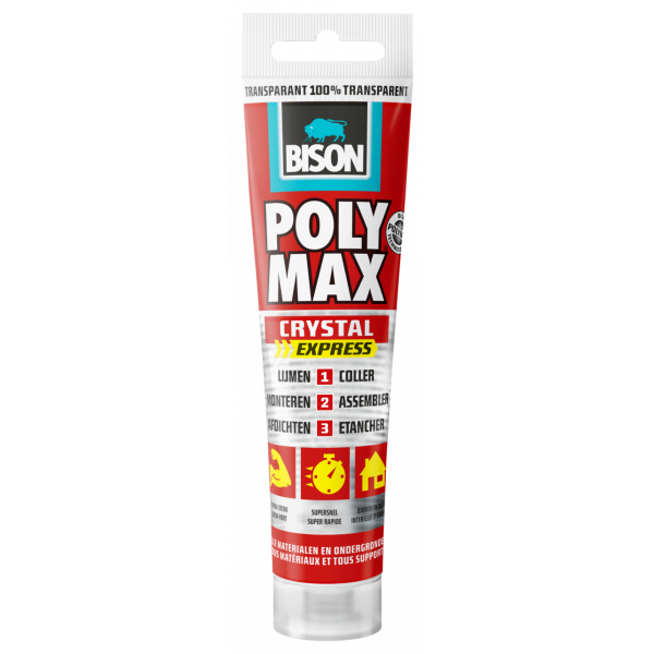 Bison POLY MAX® Crystal Express montagekit - transparant - 115 gram - tube - 6300417