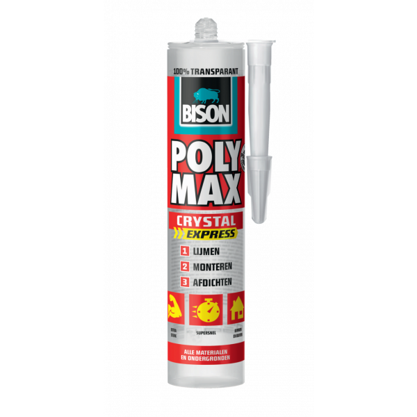 Bison POLY MAX® Crystal Express montagekit - transparant - 300 gram - koker - 6307760