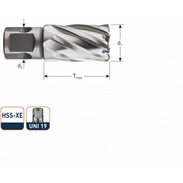 Rotec HSS-XE Kernboor silver-line 30 mm (UNI) 12 - 40 mm