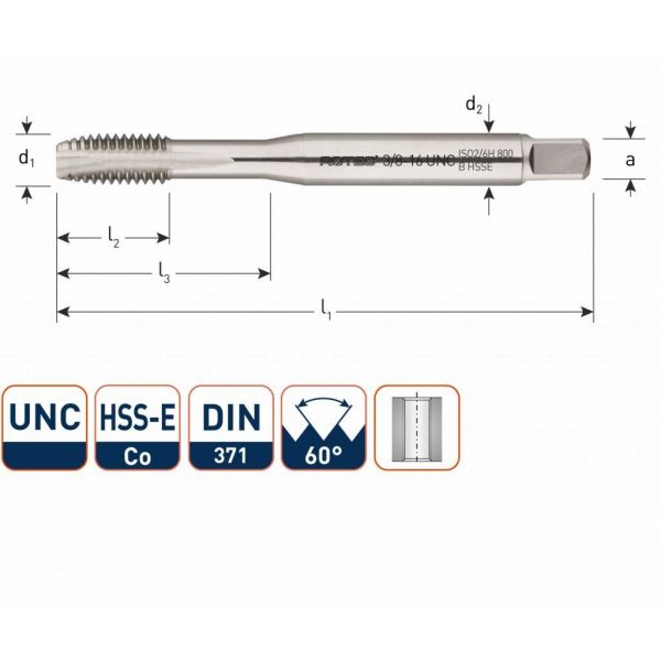 Rotec HSSE-Co 800 machinetap UNC doorlopend