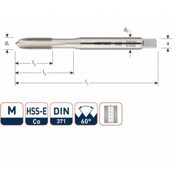 Rotec HSS-E OPTI-LINE machinetap metrisch doorlopend M3 - M10