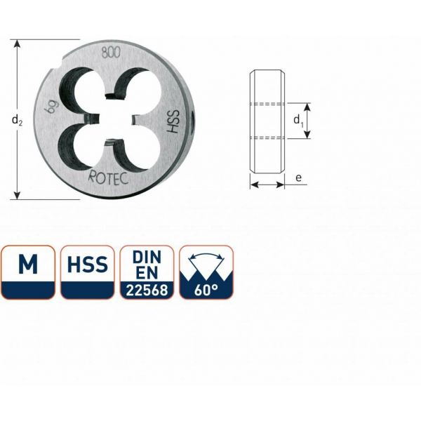 Rotec HSS Ronde snijplaat metrisch M3 - M20