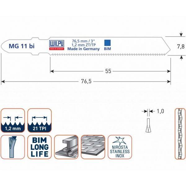 Wilpu Decoupeerzaagblad MG11bi 5 stuks - 510.0641