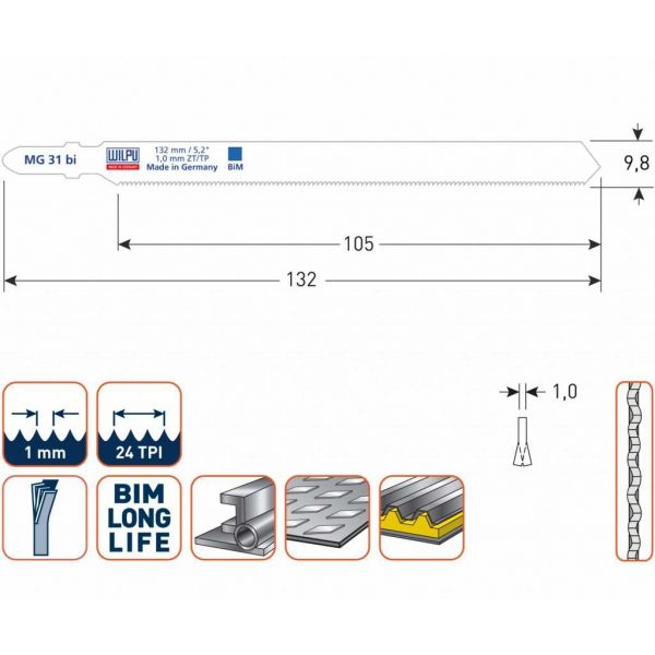 Wilpu Decoupeerzaagblad MG31bi 5 stuks - 510.0681