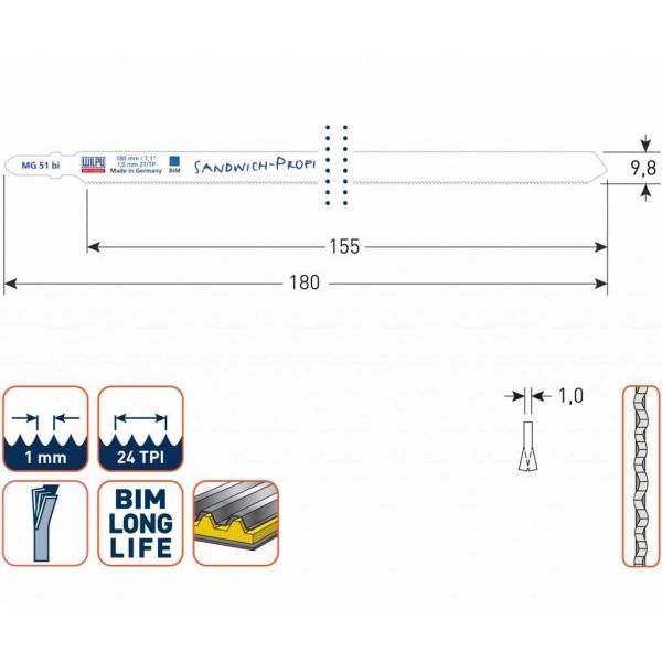 Wilpu Decoupeerzaagblad MG51bi 5 stuks - 510.0701