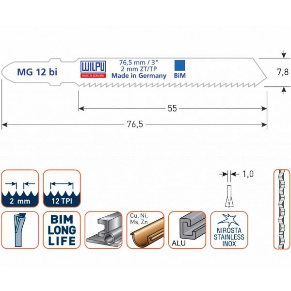 Wilpu Decoupeerzaagblad MG12bi 5 stuks - 510.0801