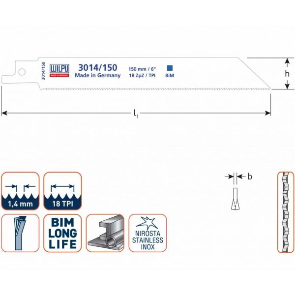 Wilpu Reciprozaagblad 3014 150 - 200 - 280 mm