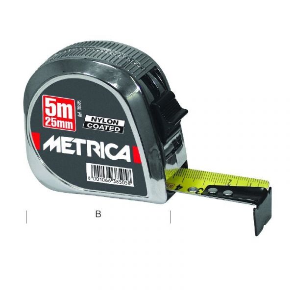 Metrica rolmaat - ABS verchroomd - nylon gecoate band