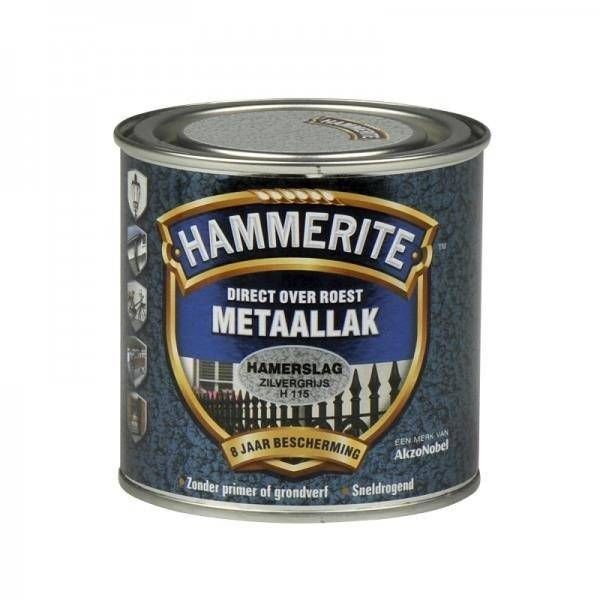 Hammerite Metaallak hamerslag H115 zilver grijs 250ML