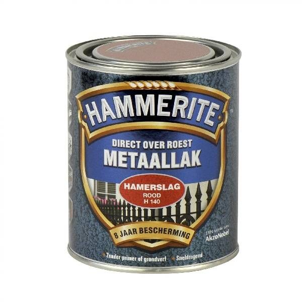 Hammerite Metaallak hamerslag H140 rood 250ML