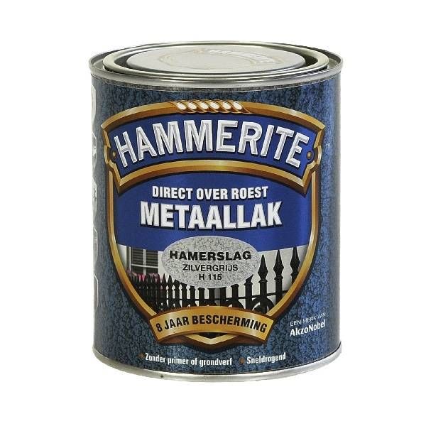 Hammerite Metaallak hamerslag H115 zilver grijs 750ML