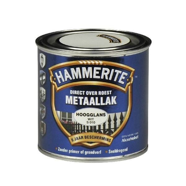 Hammerite Metaallak hoogglans S010 wit 250ML