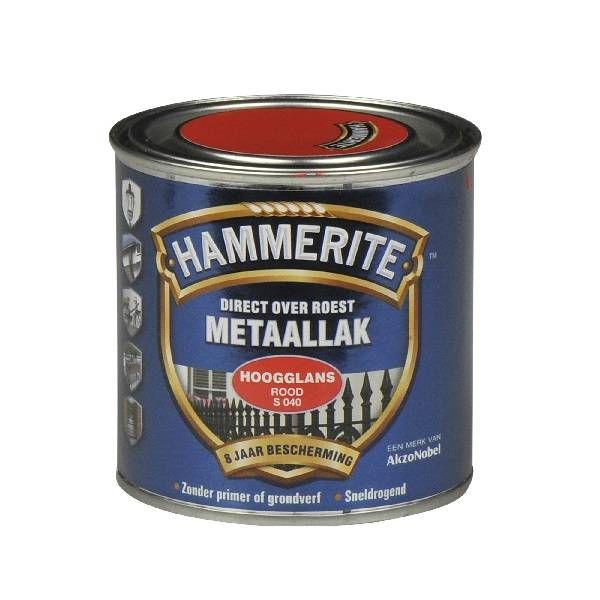 Hammerite Metaallak hoogglans S040 rood 250ML