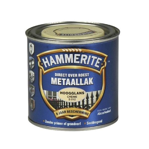 Hammerite Metaallak hoogglans S012 creme 250ML