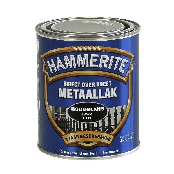 Hammerite Metaallak hoogglans S060 zwart 750ML