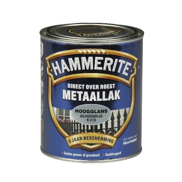 Hammerite Metaallak hoogglans S015 zilver grijs 750ML