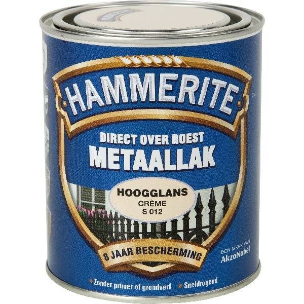 Hammerite Metaallak hoogglans S012 creme 750ML