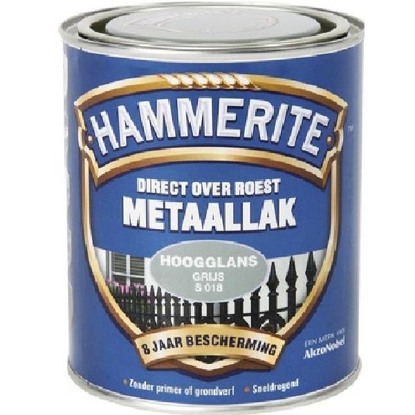 Hammerite Metaallak hoogglans S018 grijs 750ML