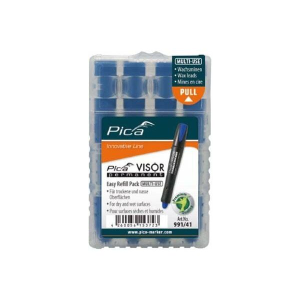 Pica 991/41 Navulling tbv permanent marker visor - blauw - 4 stuks