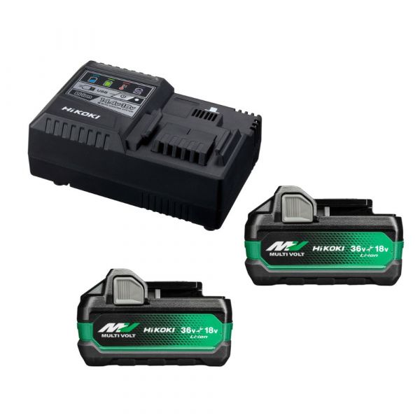 Hikoki UC18YSL3WHZ Boosterpack A2 - 2x Multi-Volt A accu's 5Ah 18V / 2,5Ah 36V + snellader UC18YSL3