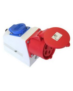 ABL CEE Combo wandcontactdoos 16A 5-Polig + 230V - rood - D51S331